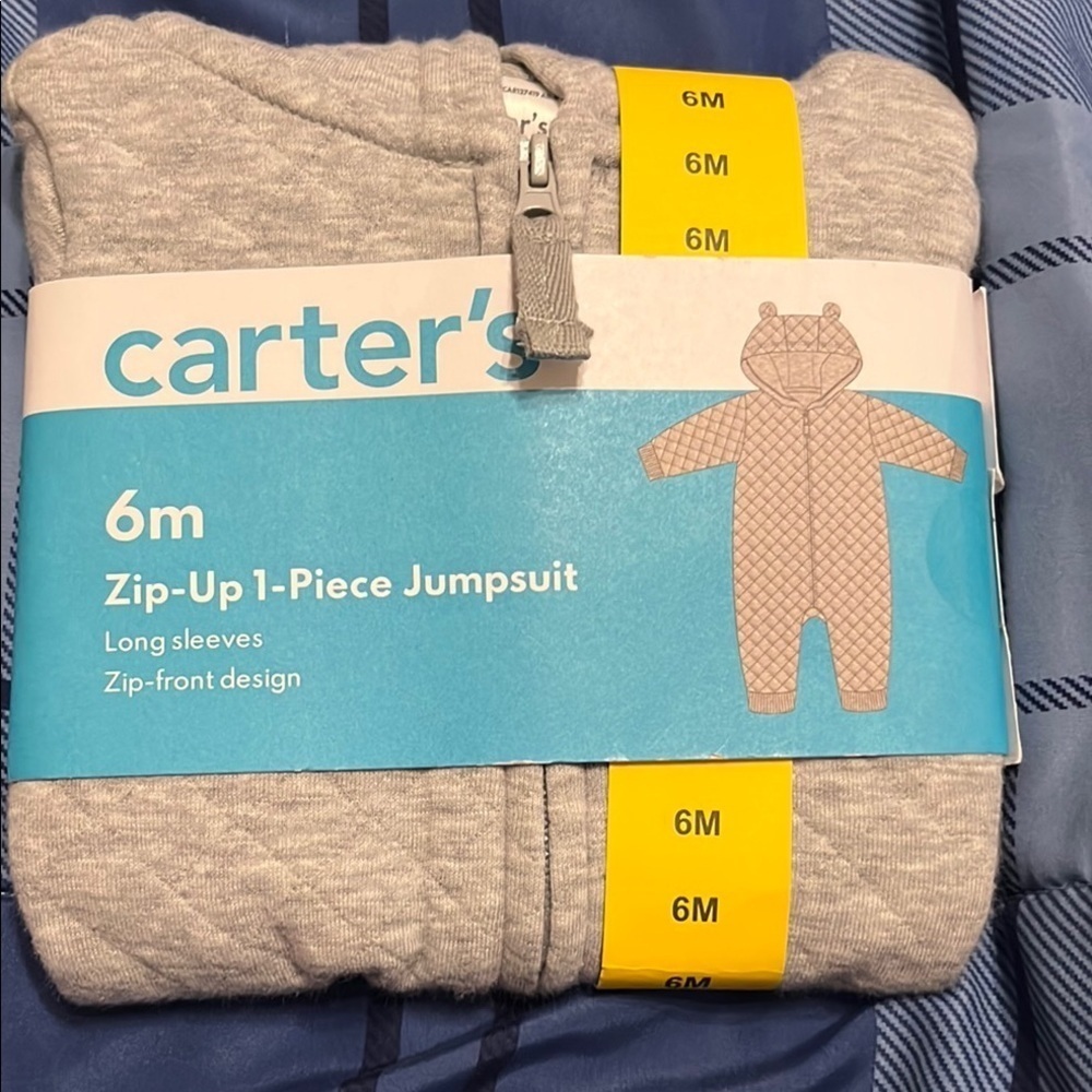 Carter's Light Gray Bear-Ear Jumpsuit